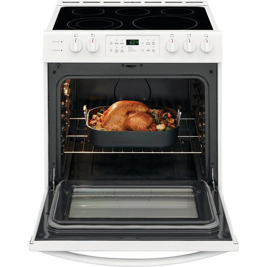 30 in. 5.0 cu. ft. Single Oven �� White with NVS Black Glass
