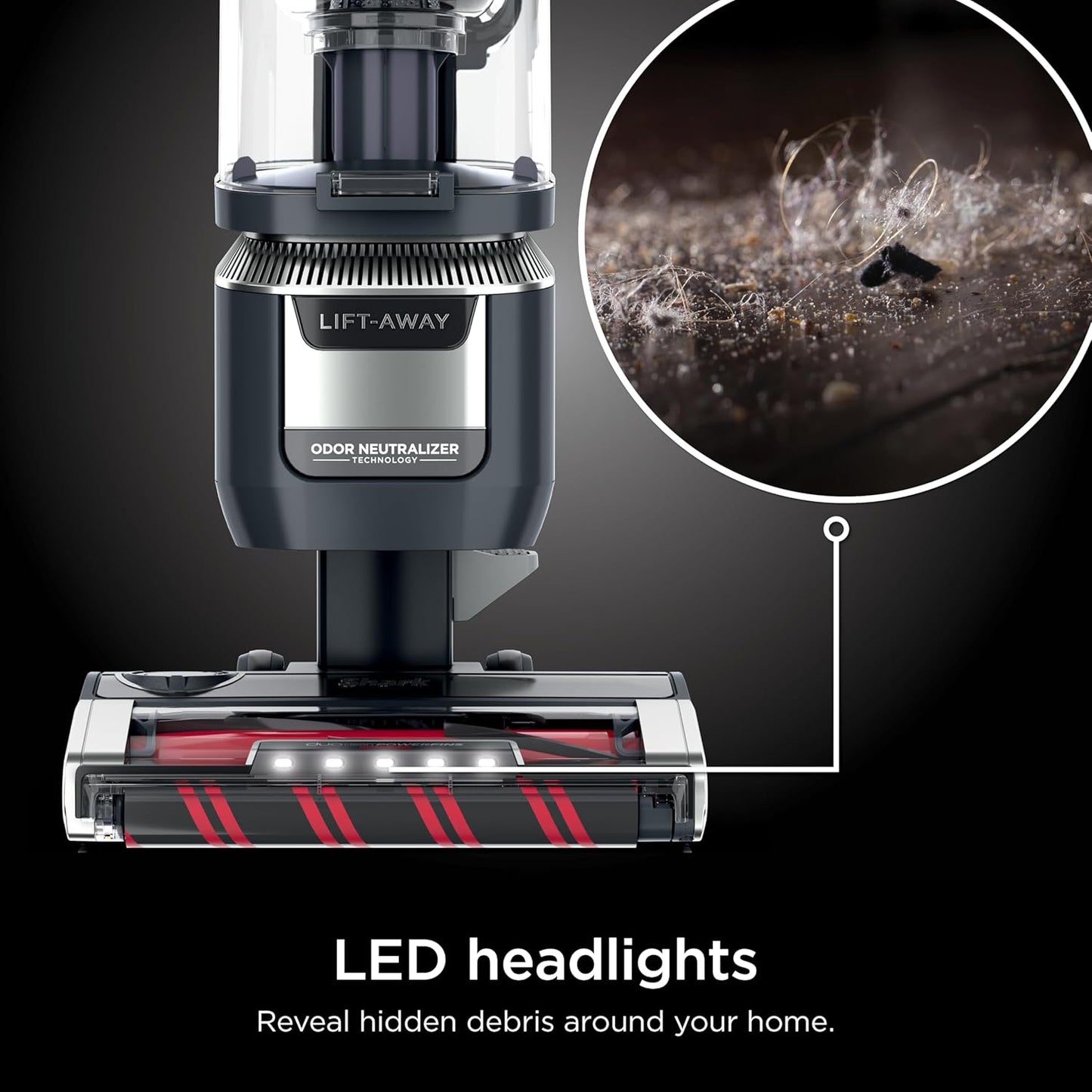 Rotator Pet Pro Lift-Away ADV Upright Vacuum with HEPA Filter, DuoClean PowerFins HairPro and Odor Neutralizer Technology, Pet Hair Pickup, For Carpets & Hardfloors, Dark Grey, LA555
