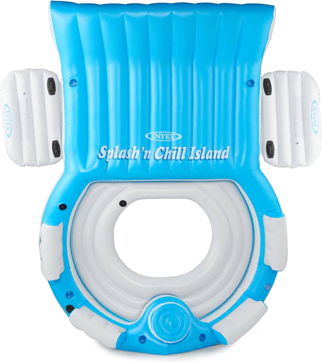 56299EP 145 x 125 x 20 Inch Splash N Chill Inflatable Lake and Pool Relaxation Island Lounger Seat for up to 7 Adults, Blue and White