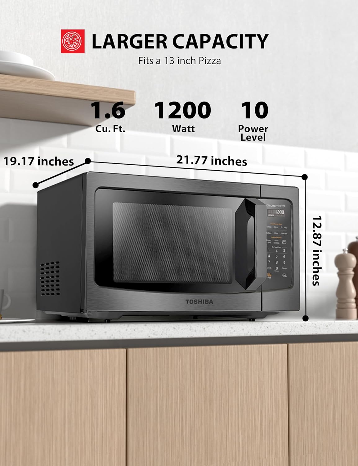 Air Fryer Combo 8-in-1 Countertop Microwave Oven, with Convection, Broil, Odor Removal Mode, 12.4" Position Memory Turntable, Child-Lock, 1.0 Cu.ft, Black Stainless Steel, ML2-EC10SA(BS)