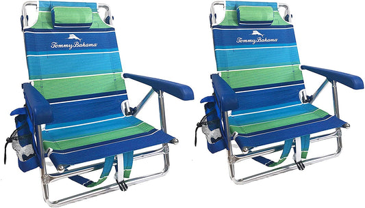 2 Backpack Beach Chairs with Storage Pouch and Towel Bar