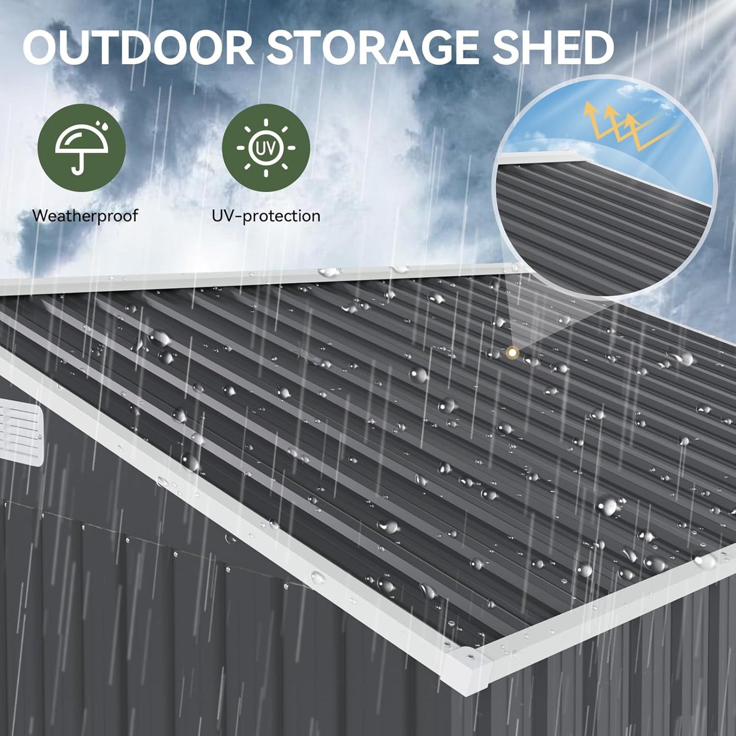Aoxun 5x2.7 FT Outdoor Metal Storage Shed - Durable Water-Resistant Galvanized Steel, Sloping Roof Design, Lockable Door - Ideal for Tool Storage on Lawn, Patio & Backyard (Black)