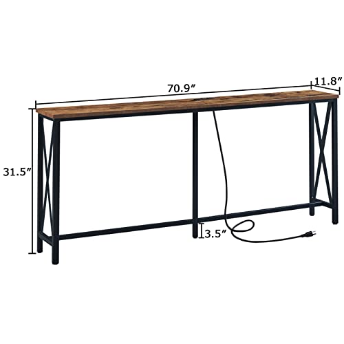 SUPERJARE 70 Inch Console Table with 2 Outlet and 2 USB Ports