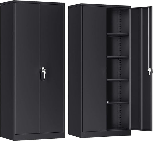 Atripark Metal Storage Cabinet with Lock, 72" Lockable Garage Tool Cabinet with Doors