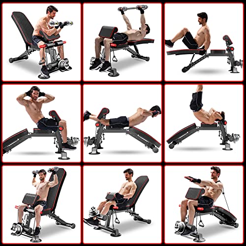 Adjustable Weight Bench - Utility Weight Benches for Full Body Workout, Foldable Flat