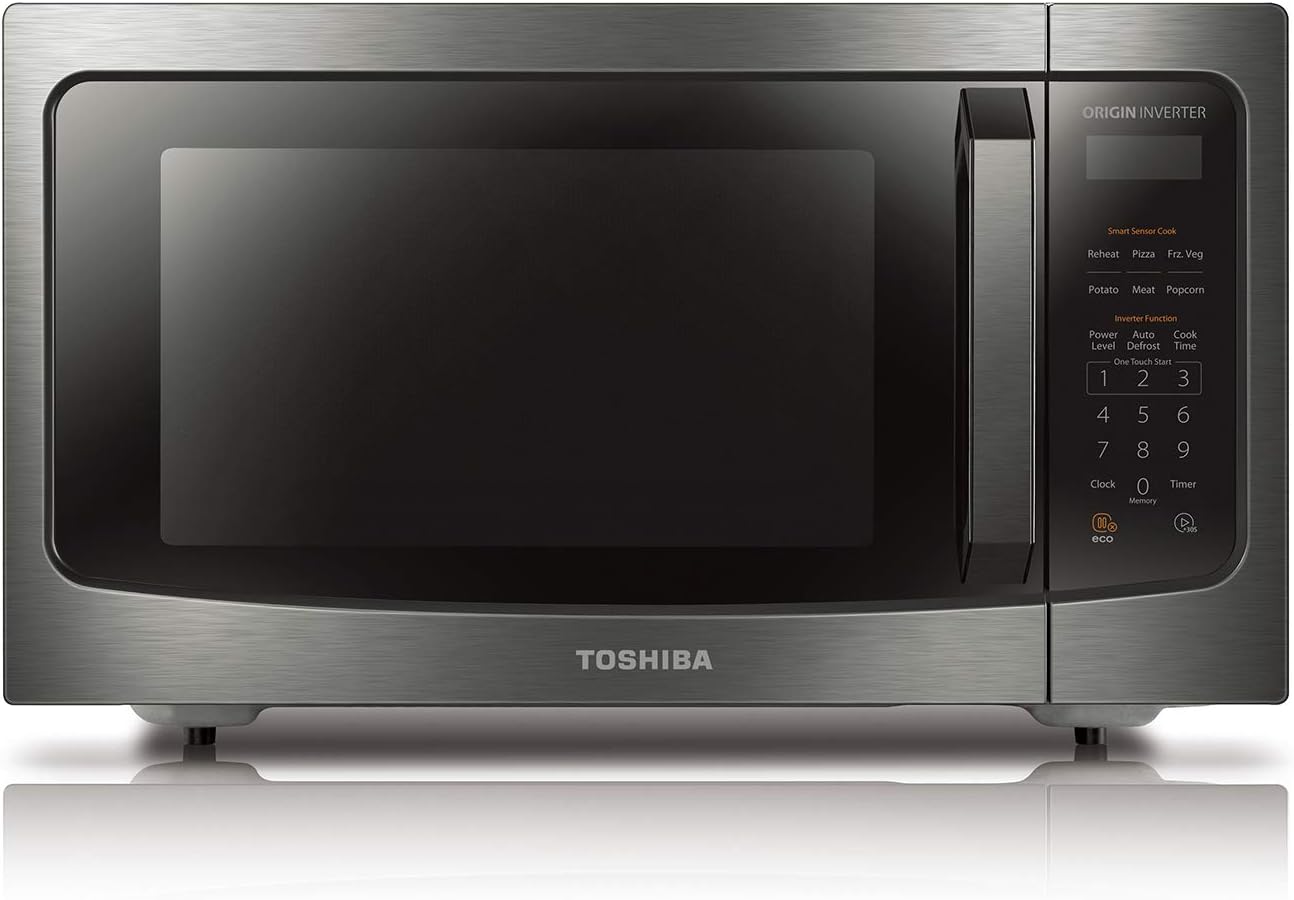 Air Fryer Combo 8-in-1 Countertop Microwave Oven, with Convection, Broil, Odor Removal Mode, 12.4" Position Memory Turntable, Child-Lock, 1.0 Cu.ft, Black Stainless Steel, ML2-EC10SA(BS)