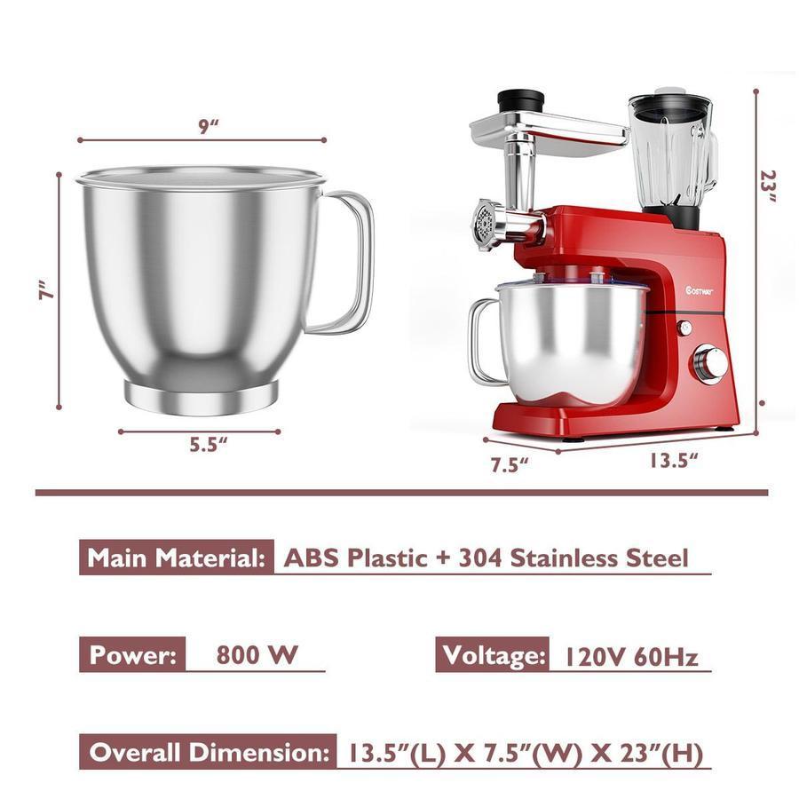 3 in 1 Multi-functional 800W Stand Mixer Meat Grinder Blender Sausage Stuffer