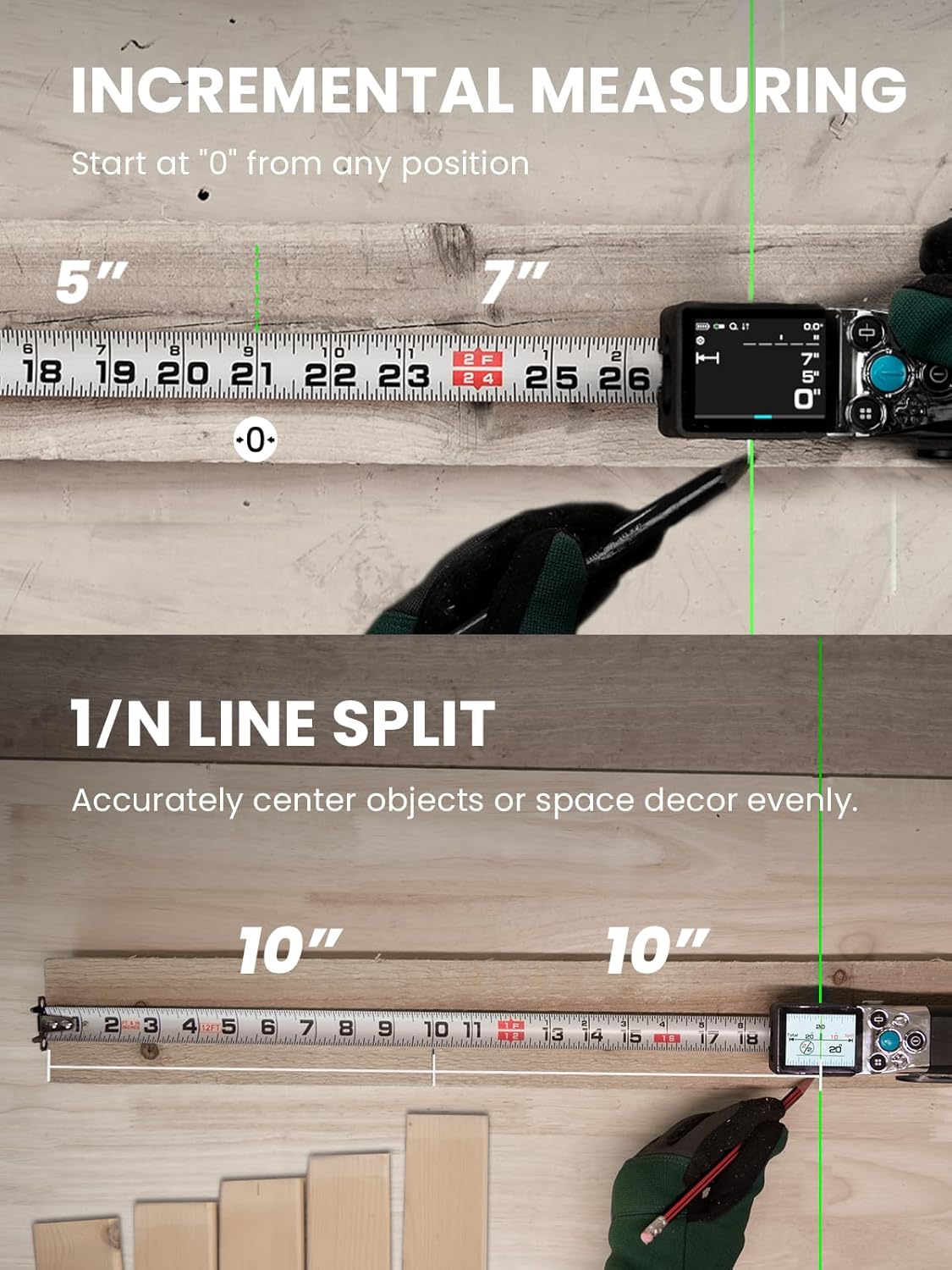 XTAPE1 Digital Tape Measure, Professional 330Ft Laser Measuring Tool & 12Ft Measuring Tape with Green Laser Extension, Instant Digital Readout, P2P, App Sync, Replaceable Blades Module