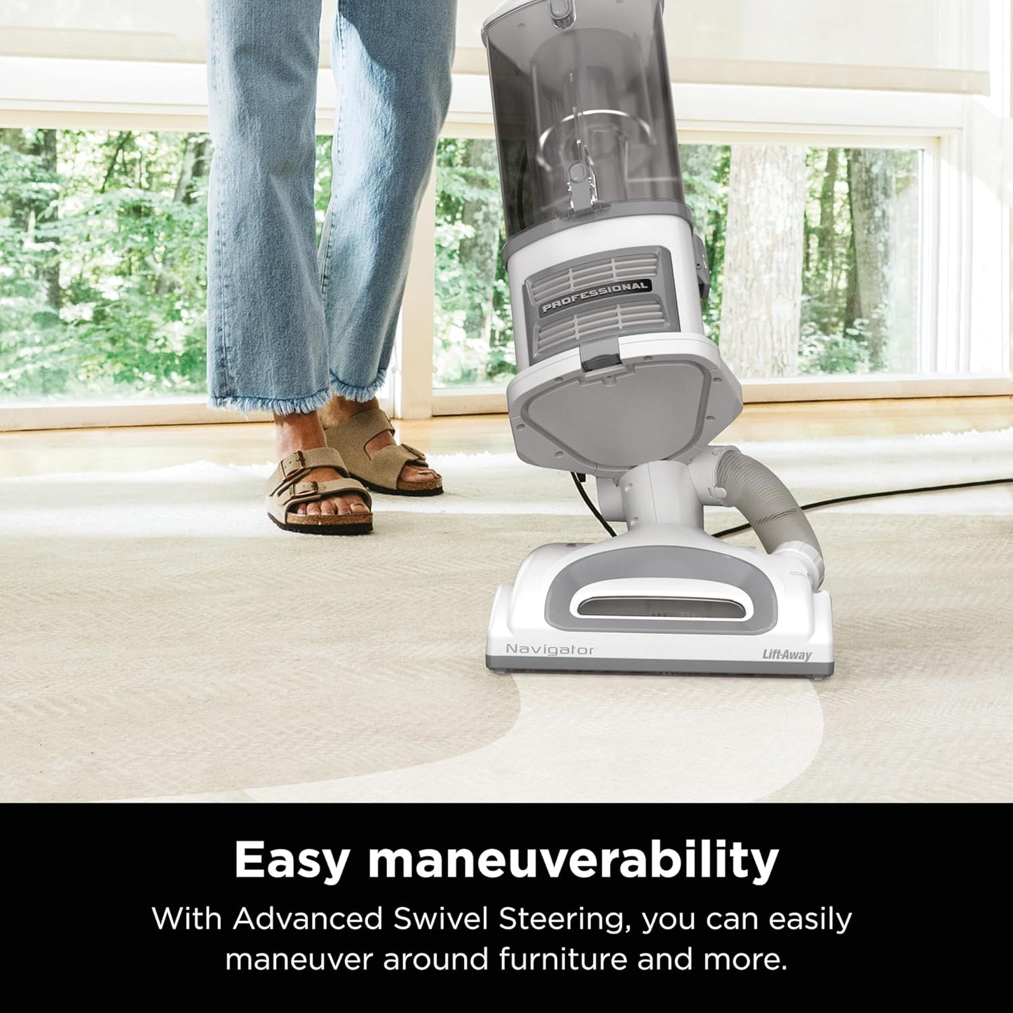 Rotator Pet Pro Lift-Away ADV Upright Vacuum with HEPA Filter, DuoClean PowerFins HairPro and Odor Neutralizer Technology, Pet Hair Pickup, For Carpets & Hardfloors, Dark Grey, LA555