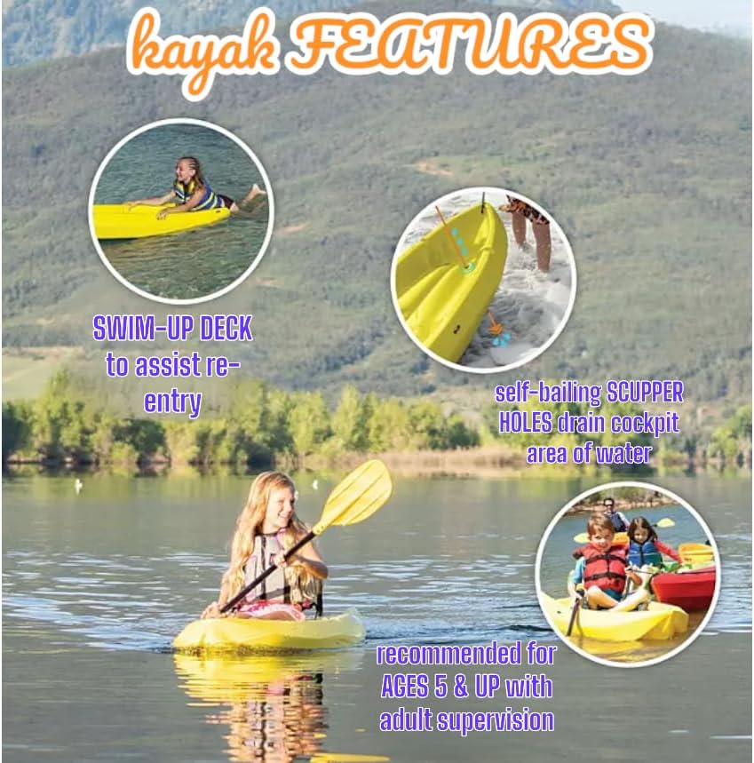 The Wave 6' Youth Kayak with Paddle. Designed for Stability and Safety, It's The Perfect Choice for Young Paddlers Ready to Conquer The Water