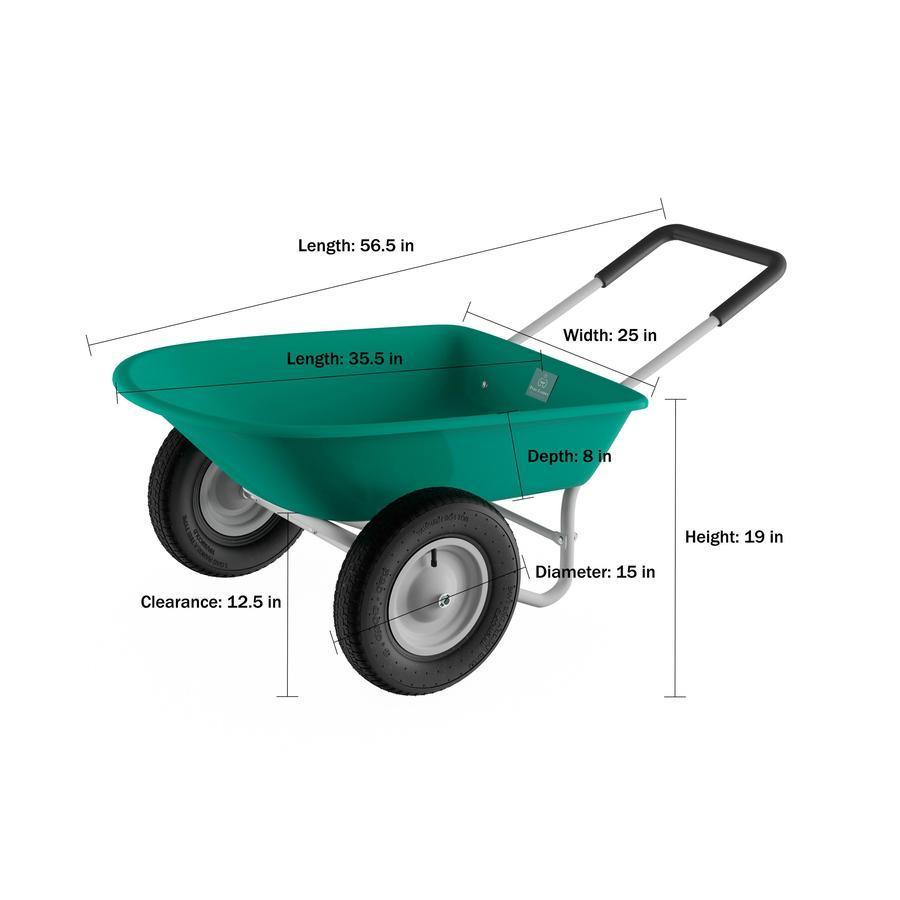 2-Wheeled Garden Wheelbarrow Large Capacity Rolling Utility Dump Cart for Residential DIY Landscaping, Lawn Care and Remodeling by Garden