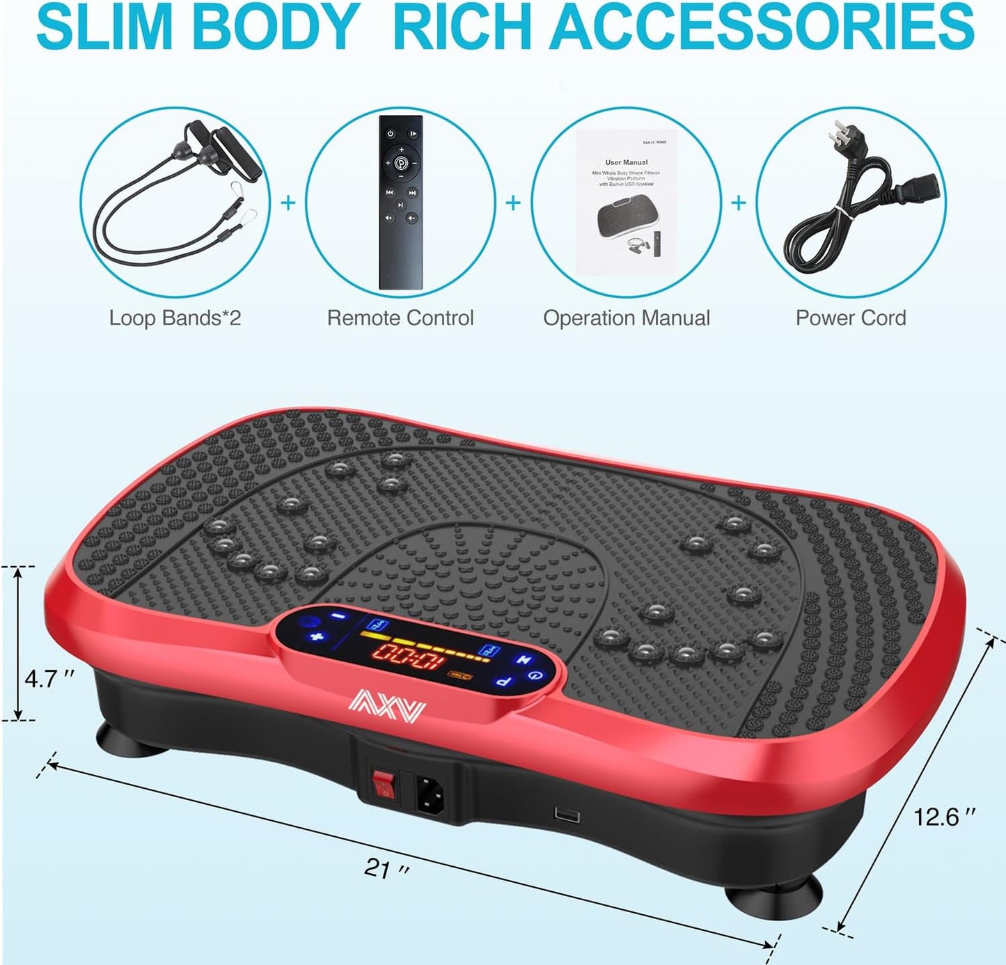 Vibration Plate Fitness Platform Exercise Machine Vibrating Lymphatic Drainage Shaking Full Body Shaker Workout Vibrate Stand Shake Board Sport Gym for Weight Loss Fat Burner for Women Men
