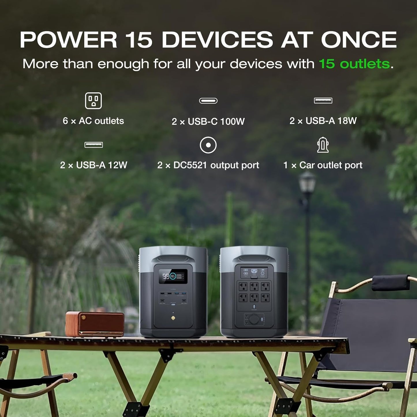 Portable Power Station DELTA 2 Max, 2400W LFP Solar Generator, Full Charge in 1 Hr, 2048Wh Solar Powered Generator for Home Backup(Solar Panel Optional)