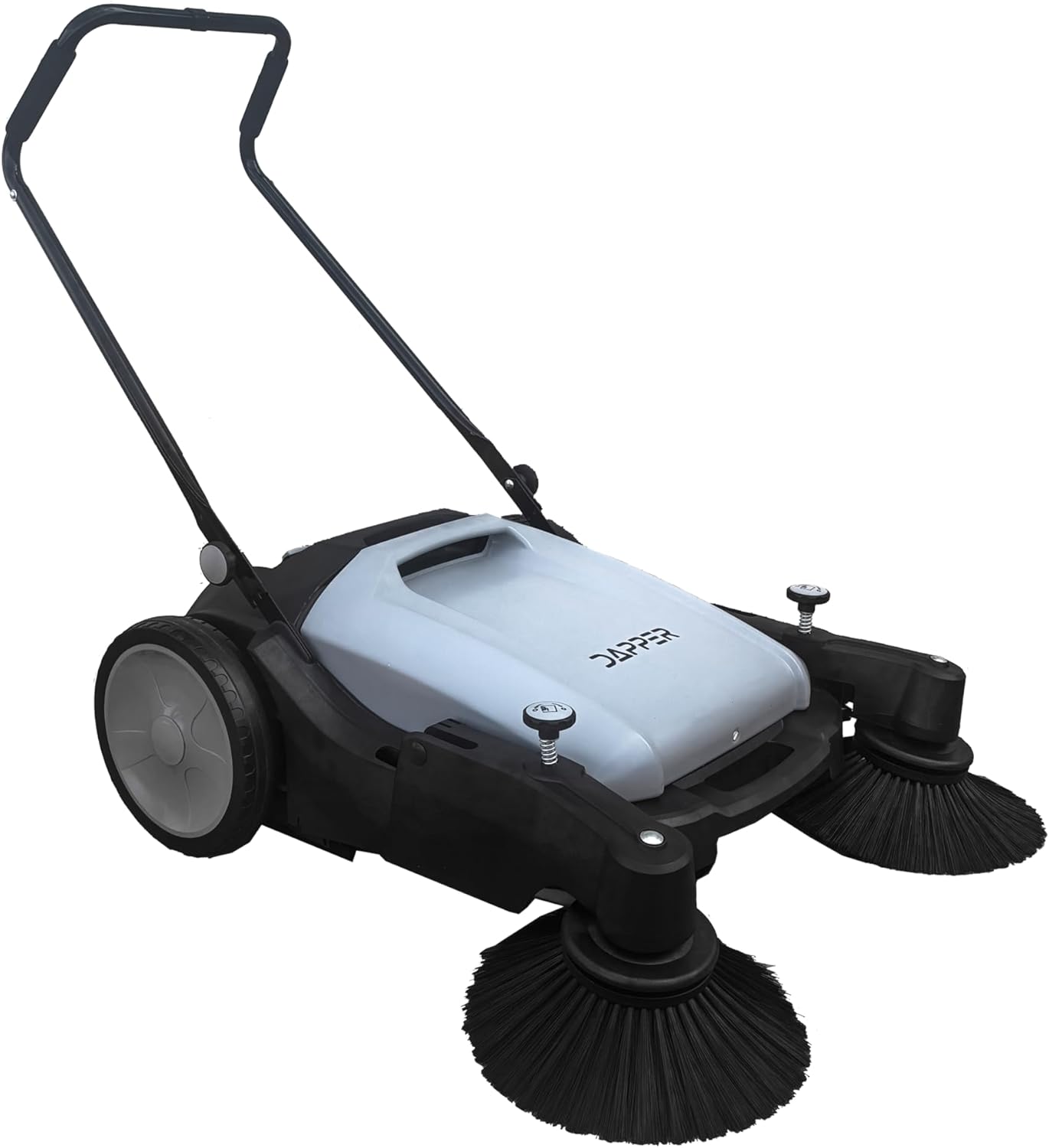 Walk-Behind Outdoor Hand Push Floor Sweeper - 5.25 Gallon Capacity - 25.5" Sweeping Width - Sweeps up to 27,900 ft² / Hour, Grey