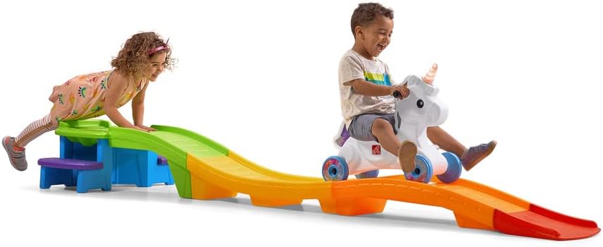 Unicorn Up & Down Roller Coaster Toy for Kids, Ride On Push Car, Indoor/Outdoor Playset, Toddler Ages 2 - 5 years old, Compact Storage, Max Weight 50 lb., Multicolor
