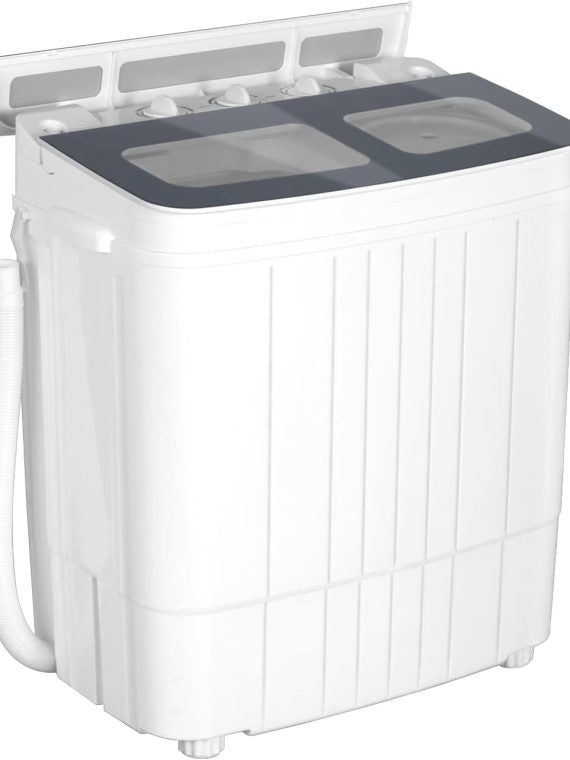 Portable Washing Machine - 14.5 lbs Mini Twin Tub Washer & Spin Dryer for Apartments, Dorms, RVs, Camping - Gray/Blue